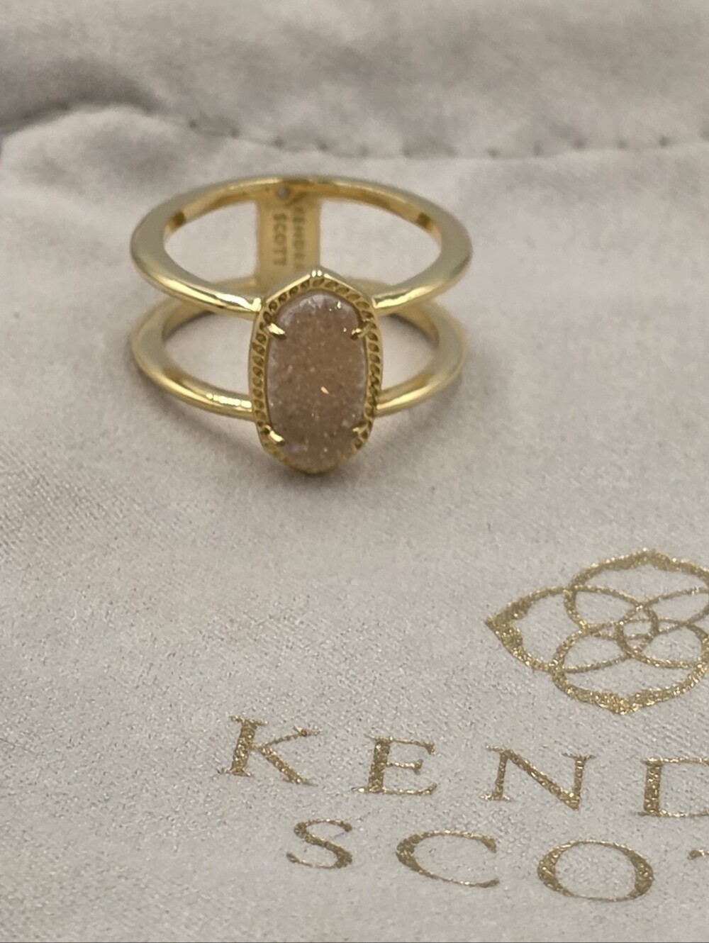 Kendra Scott Elyse Gold Iridescent Drusy Size 10 New